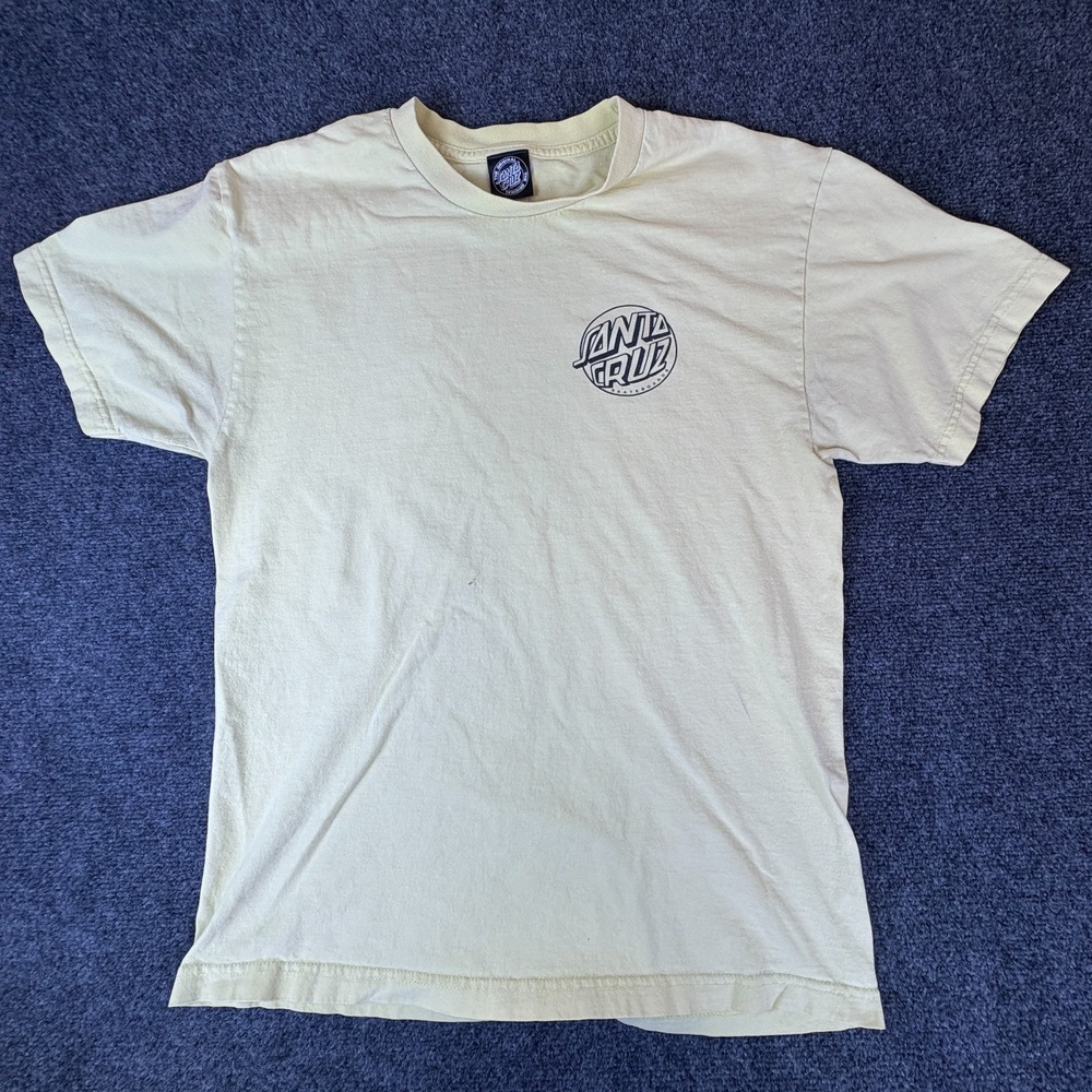 Santa Cruz The Original T-Shirt Mens  M Light Yellow Logo Cotton Casual Pullover